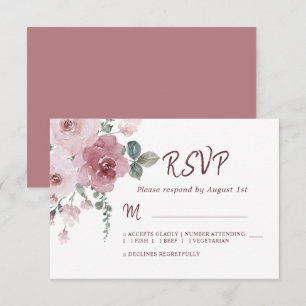 Floral Burgundy Dusty Rosa Rosa Casado RSVP