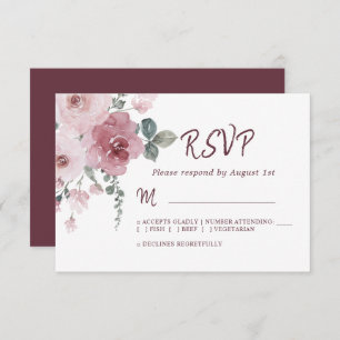 Floral Burgundy Dusty Rosa Rosa Casado RSVP