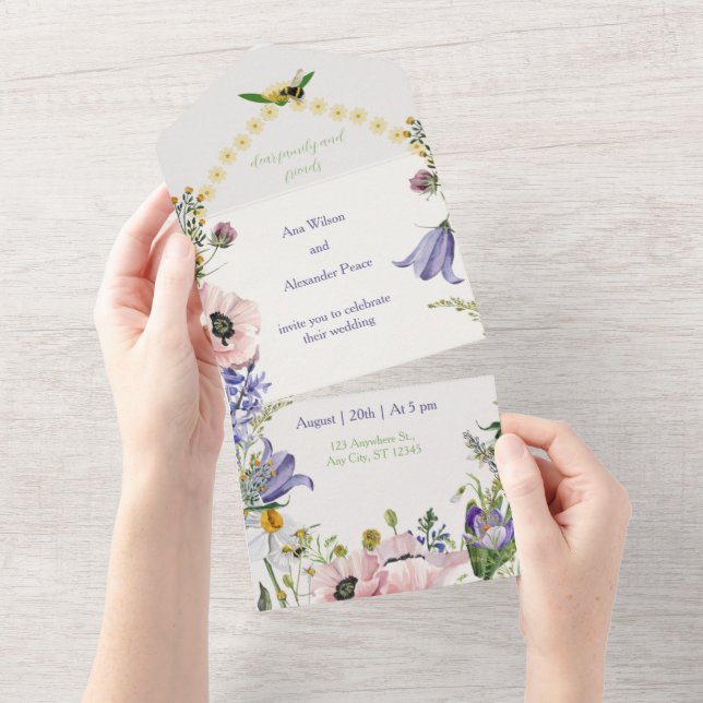Floral Buzz: Convite para Casamento da primavera (Tearaway)