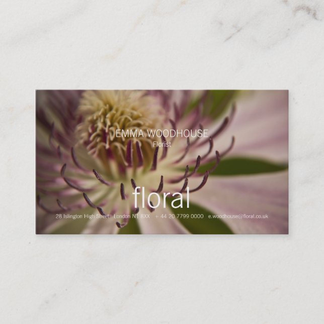 Floral - Clematis Cartão de visita (Frente)