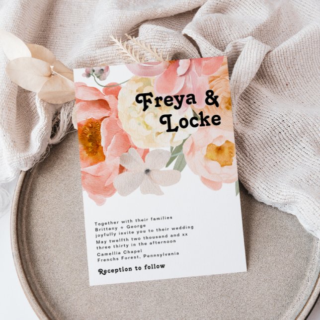 Floral Colorida Negrito | Convite Para Casamento (Criador carregado)