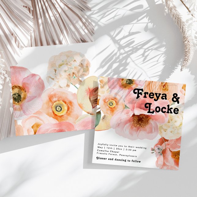 Floral Colorida Negrito | Convite para Casamento Q (Criador carregado)