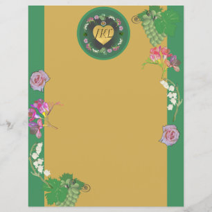 Floral com Uvas Verde/Dourado