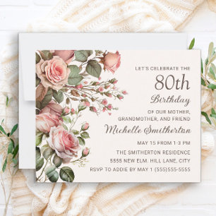 Floral cor-de-rosa 100ª 80 Avó Aniversário