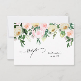 Floral Cor-de-rosa e amarelo com RSVP 4 de refeiçõ