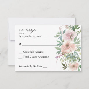 Floral Cor-de-rosa e Suculta sem RSVP de Refeições