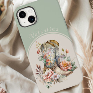 Floral Cowgirl Boots in Arch Green Personalizado