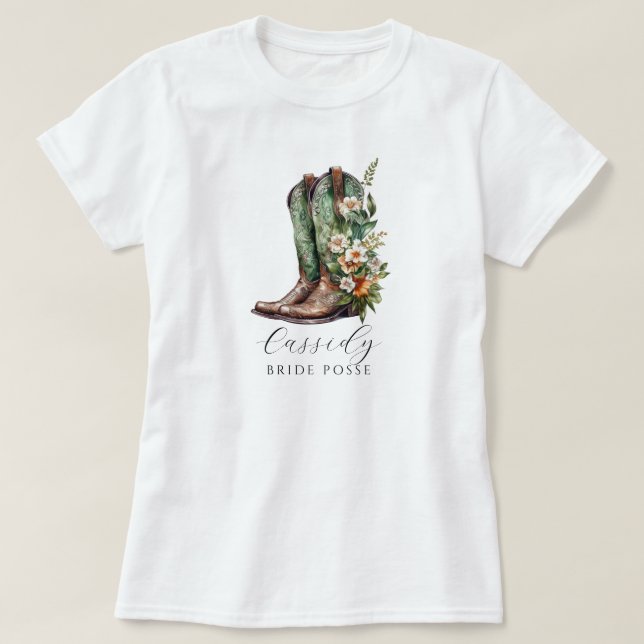 Floral Cowgirl Boots Noiva Posse T-Shirt Personali (Frente do Design)