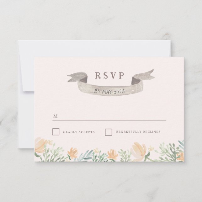 Floral Crest Wedding RSVP (Frente)