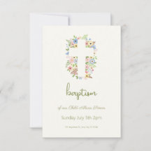 Floral Cross Baptism RSVP - Pastel Suave