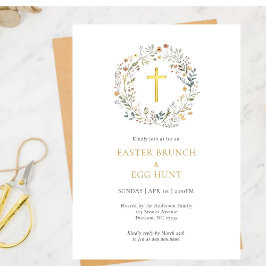 Floral Cross Páscoa brunch e ovos convite à caça