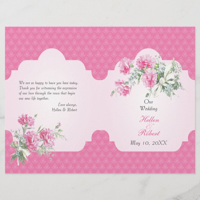Floral Damask Elegant Wedemony Program (Frente)