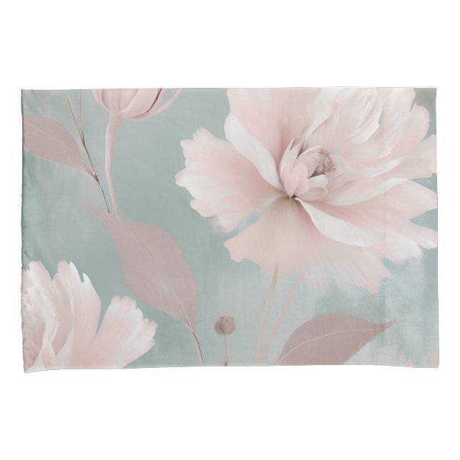 Floral de Algodão Costeiro, Rosa e Mint (Frente-Direita)