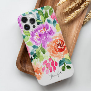 Floral de Aquarela Branca Pintada à Mão
