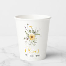 Floral de aquarela de flor silvestre primeiro aniv