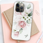 Floral de Aquarela Feminina com Iniciais de Monogr<br><div class="desc">Lindamente feminina,  esta elegante design apresenta um buquê em cascata de rosas de aquarelas e flores misturadas em cor-de-rosa pastel e branco com verde rasteiro. Um modelo de texto é incluído em um tipo manual casual moderno,  face a face,  para personalizar com suas iniciais monográficas ou outro texto desejado.</div>
