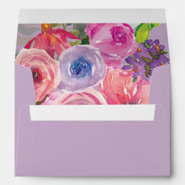 Floral de Aquarela Roxo Rosa 5x7