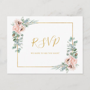 Floral de Blush Elegante   Cartão postal RSVP de S