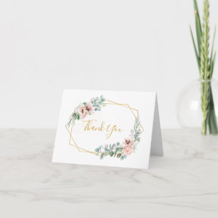 Floral de Blush Elegante   Cartões de agradecimen
