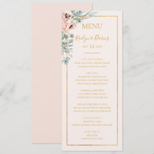 Floral de Blush Elegante   Menu Janto Pastel Weddi