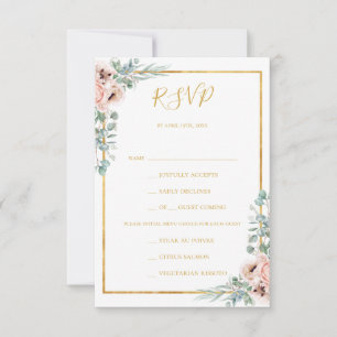 Floral de Blush Elegante Opção de menu Placa RSV