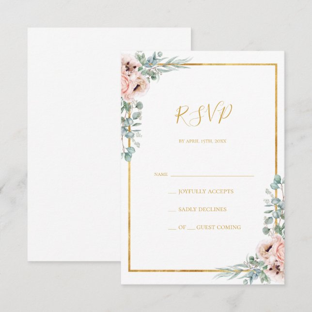Floral de Blush Elegante | Placa RSVP (Frente/Verso)