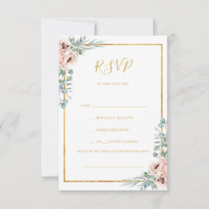 Floral de Blush Elegante   Placa RSVP de Solicitaç