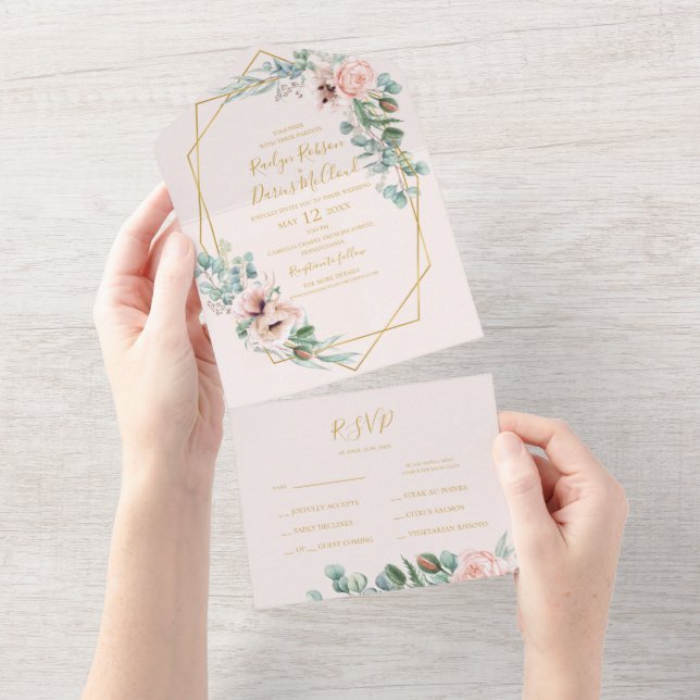 Floral de Blush Elegante | Selo E Envio De Pastas (Tearaway)