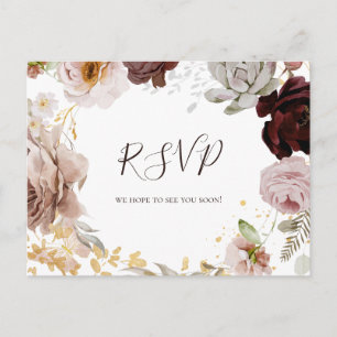 Floral de Blush Moderno Cartão postal RSVP de Ca