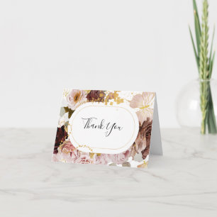 Floral de Blush Moderno Cartões de agradeciment
