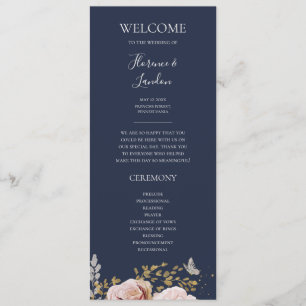 Floral de Blush Moderno   Programa de casamento ma