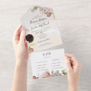 Floral de Blush Moderno   Selo De Aquarela E Envio