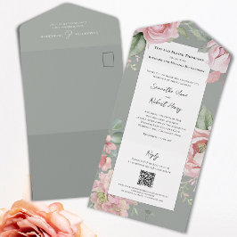 Floral de Casamento de Aquarela Cor-de-Rosa-Esbran