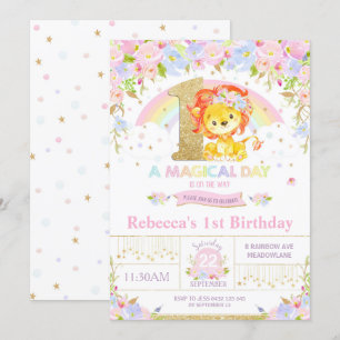 Floral de Convite de aniversário de Leão