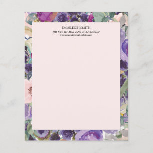 Floral de Cor da Água Púrpura Rosa Esbranquiçad
