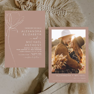 Floral de Foto Terracotta Minimalista de Casamento