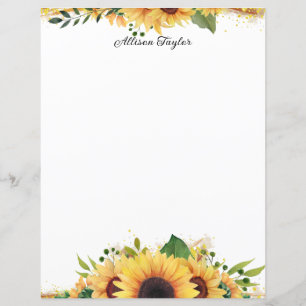 Floral de Girassóis Pintados por Aquarela Elegante