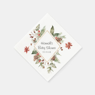 Floral de Inverno com Folhagens   Guardanapos para