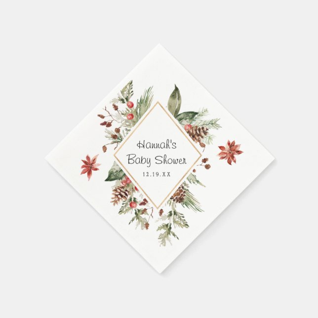 Floral de Inverno com Folhagens | Guardanapos para (Canto)