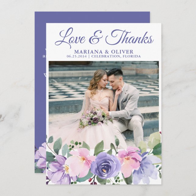 Floral de Lavanda de Cartões de agradecimentos de  (Frente/Verso)