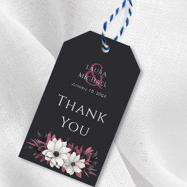 Floral de Magenta Negra Obrigado Etiqueta de Prese