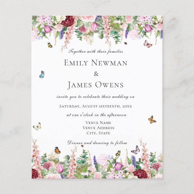 Floral de Orçamento Elegante com Casamento de Borb (Frente)