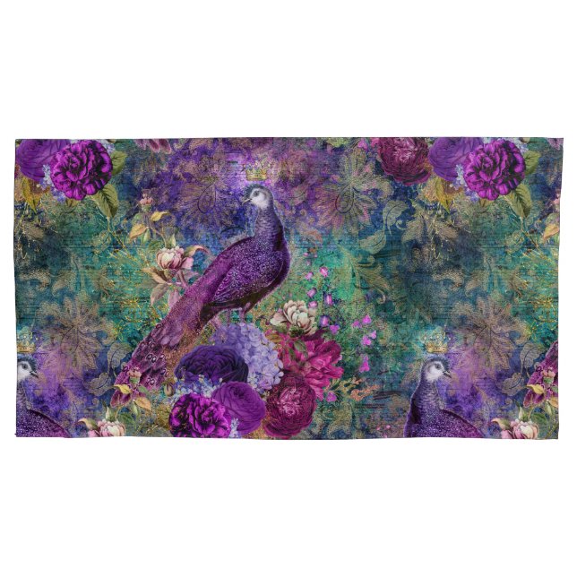Floral de Peacock Teal Roxo Elegante (Frente)