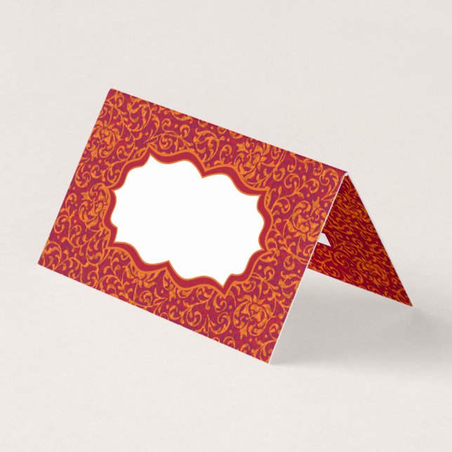 Floral de Tudor Damask do Renascimento Vermelho e  (Frente)