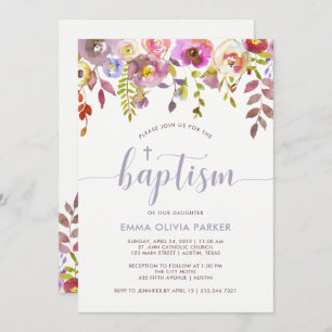 Floral Delicado Convite Baptism