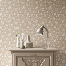 Floral Delicado Neutro Suave Bege Taupe Claro