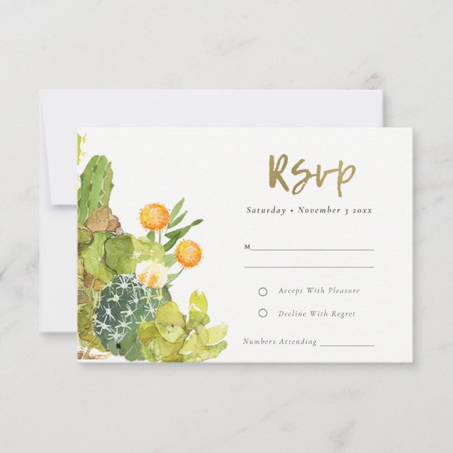 FLORAL DO CACTUS FLORAL GARDEN WATERCOLOR RSVP (Frente)