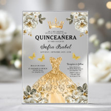 Floral Dourada Butterfly Princess Quinceanera