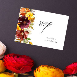 Floral Dourado Laranja e Amarelo com placa RSVP Me