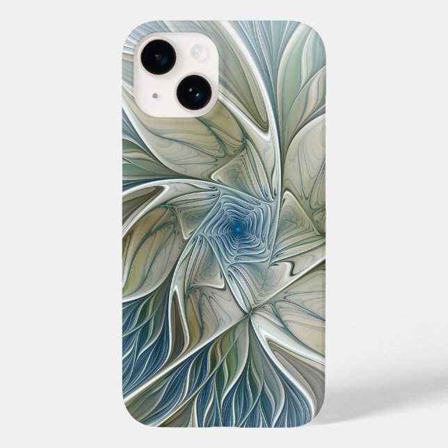 Floral Dream Pattern Abstrato Blue Khaki Fractal (Verso)